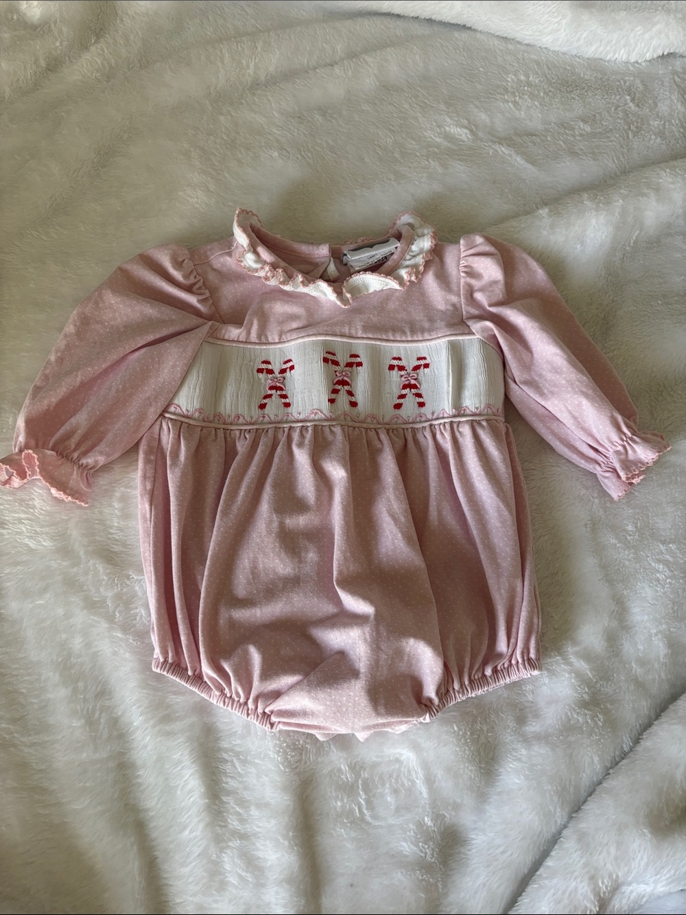 True Fall Collection 2024 Smockede Pink Long-Sleeve Baby One-Piece